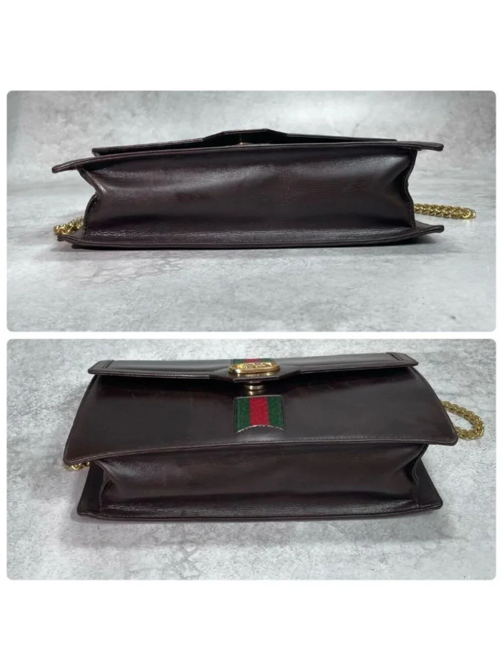 Gucci GG Sherry Line Shoulder Bag Leather Brown